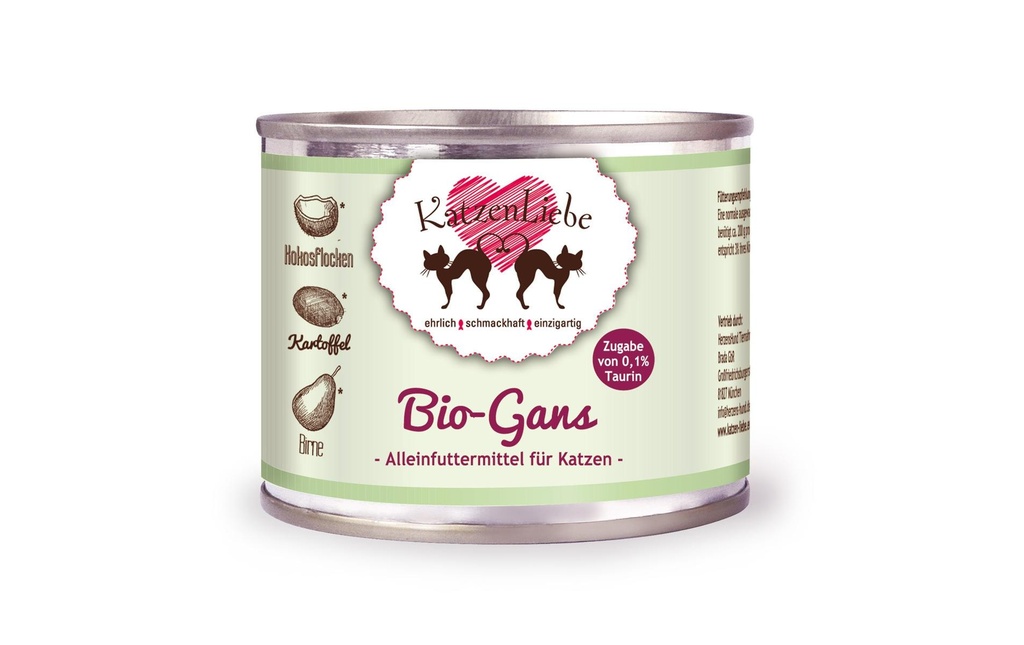 KatzenLiebe Alimentation humide Oie bio avec pomme de terre bio, 200 g