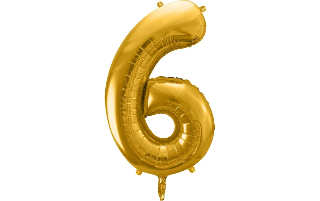 Partydeco Ballon en aluminium Chiffre 6 grand 86 cm, doré, 1 pièce