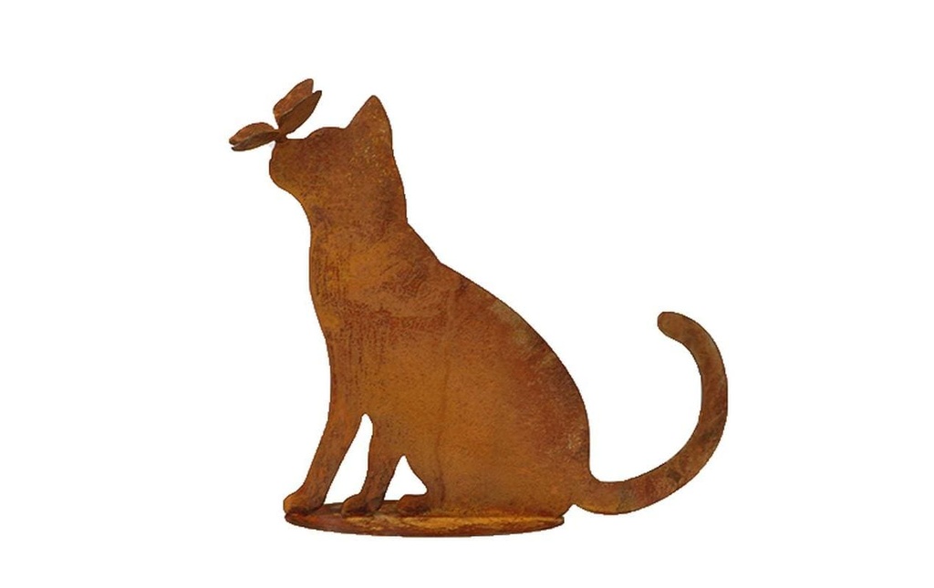 Ambiance Figure décorative Chat avec papillon sur le nez sur plaque 42 cm