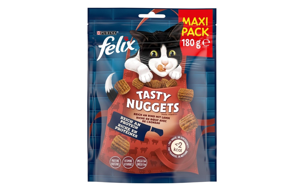 Felix Collation pour chat Tasty Nuggets bœuf et agneau, 180 g