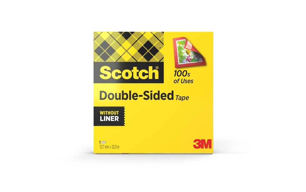 Scotch Ruban adhésif double-face 12 mm x 33 m, Transparent