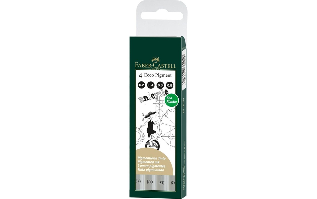 Faber-Castell Fineliner Pigment Ecco Lot de 4