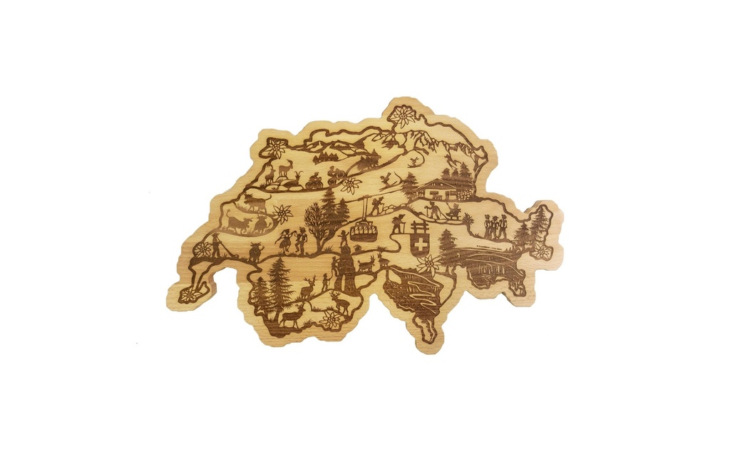 Trendform Plateau de service Carte de la Suisse Marron