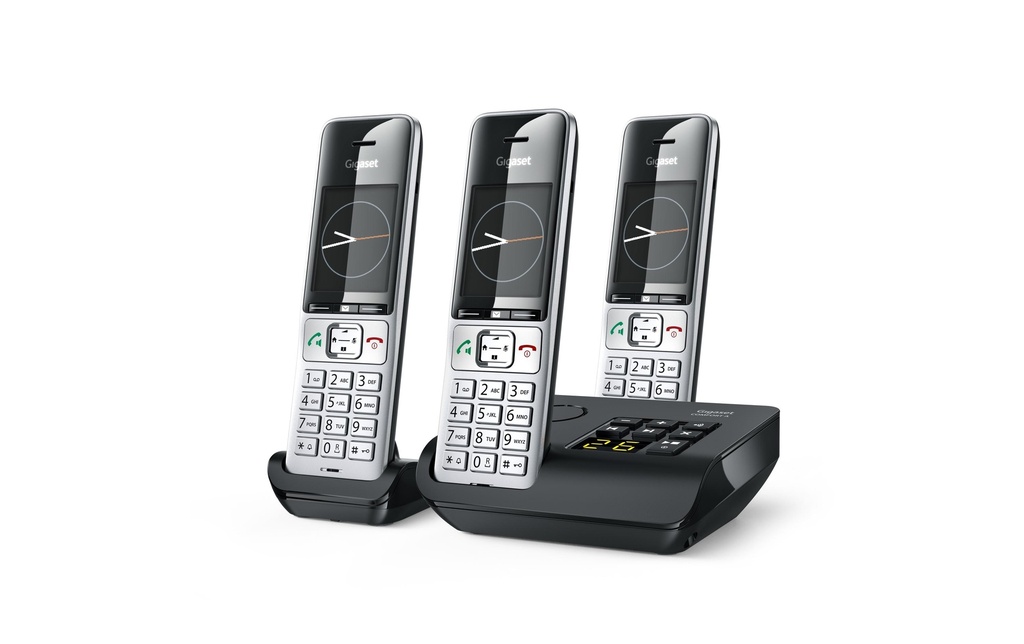 Gigaset Téléphone sans fil Comfort 500A Trio Noir/Argenté