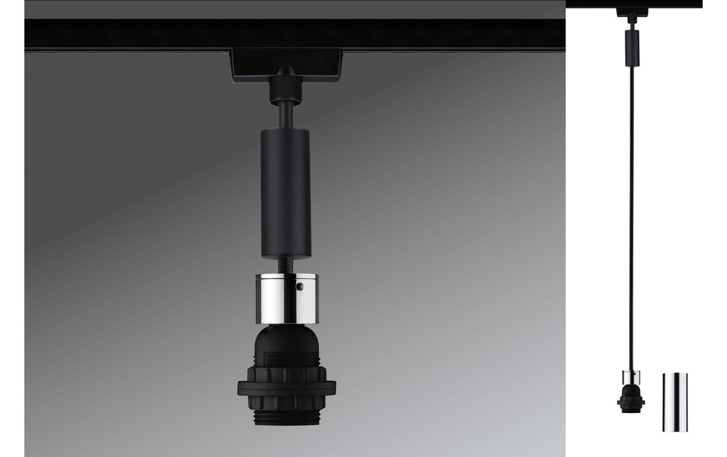 Paulmann Lampe suspendue Urail 2Easy Basic, 1xE27, 20 W, noir/chrome