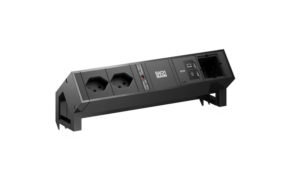 Bachmann Bloc multiprises de table DESK2 2xT13 1xUSB C/C 65W 1xCM noir