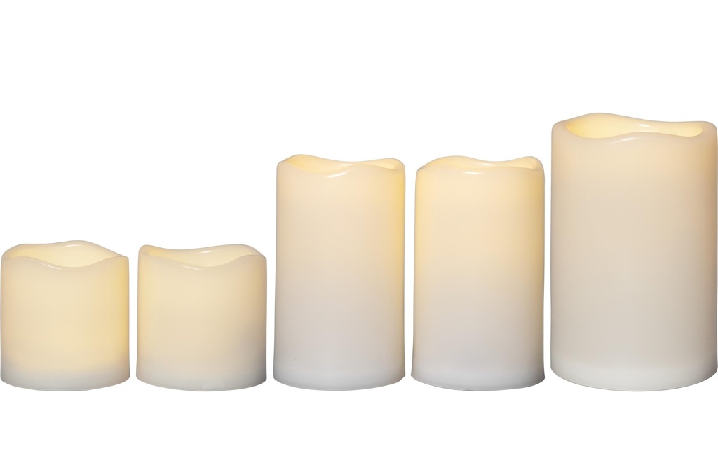 Star Trading Set de bougies LED Pillar Paul, Ø 7.5/10 x 7.5/12/15 cm, Beige