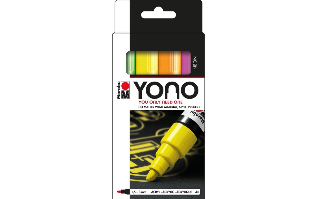 Marabu Marqueur acrylique YONO Set 1.5 - 3 mm, 4 pièces, néon