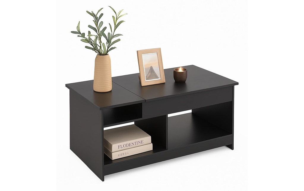 relaxdays Table basse Lift-Top 110 x 50 cm Noir