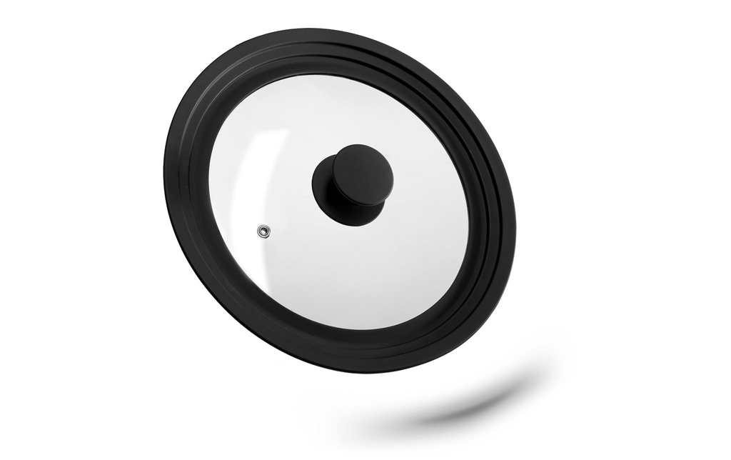 relaxdays Couvercle de casserole avec bord en silicone pour Ø 22-26 cm, noir