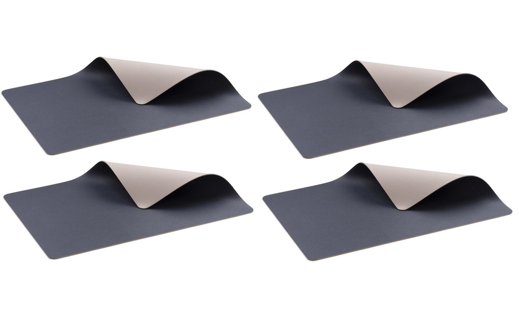 Bitz Set de table 33 cm x 46 cm, 4 pièces, Sabler/Bleu foncé