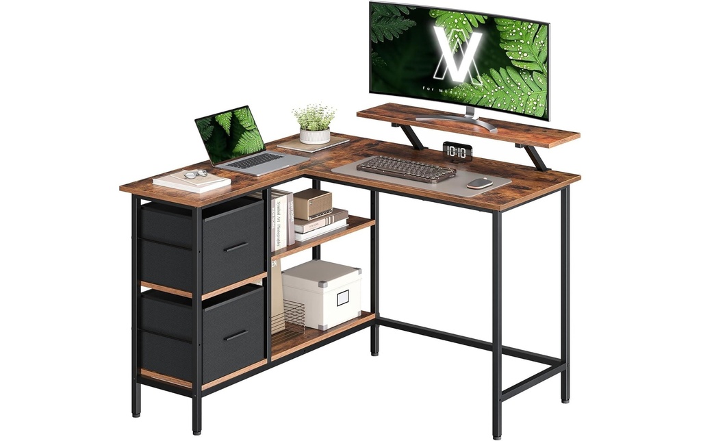 VASAGLE Table en forme de L Marron 115 x 105 x 89.5 cm