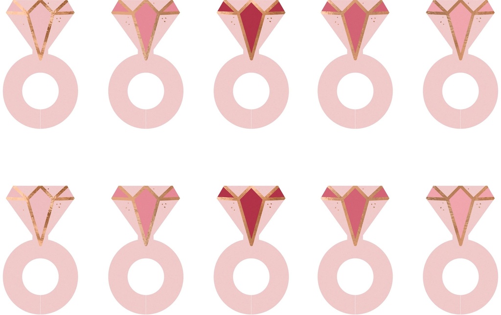 Partydeco Marqueur en verre Bagues Rose pâle