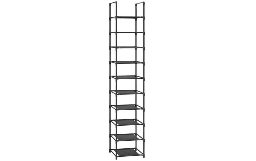 Songmics Étagère à chaussures avec 10 étagères 33 x 173 cm, Noir