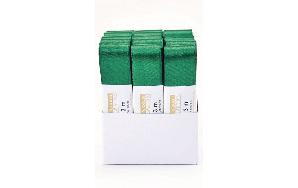 GOLDINA Ruban de satin 25 mm x 3 m, vert foncé, 1 pièce