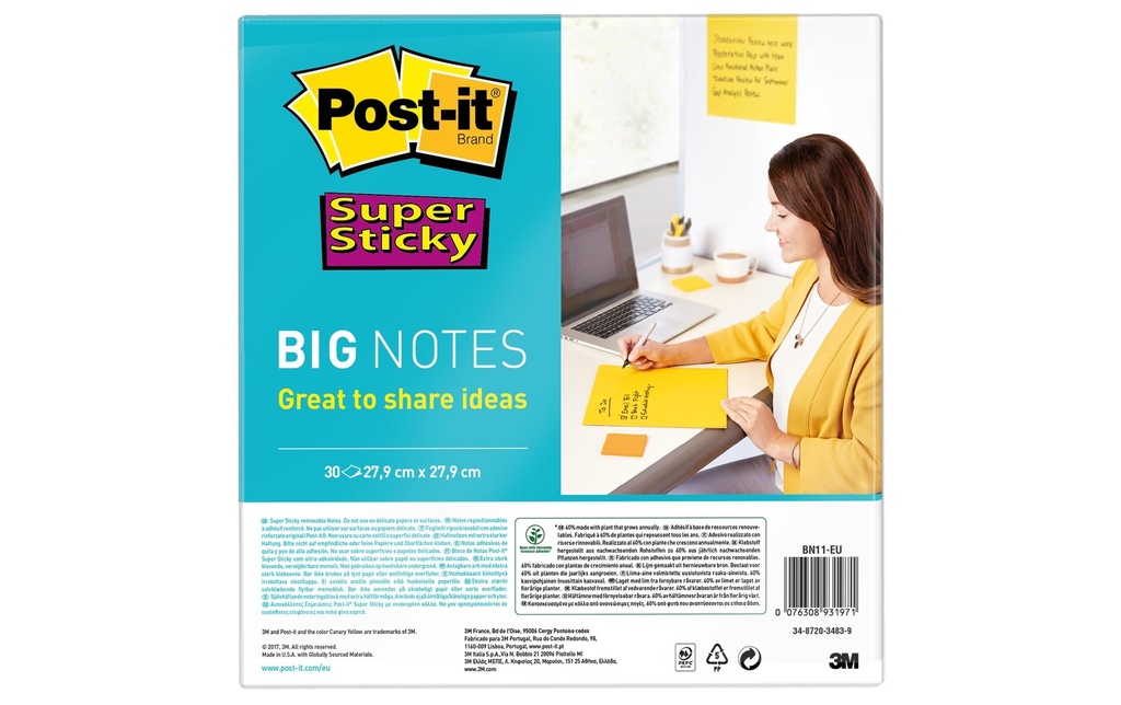 Post-it Fiche de bloc-notes Post-it Super Sticky 27.9 cm x 27.9 cm