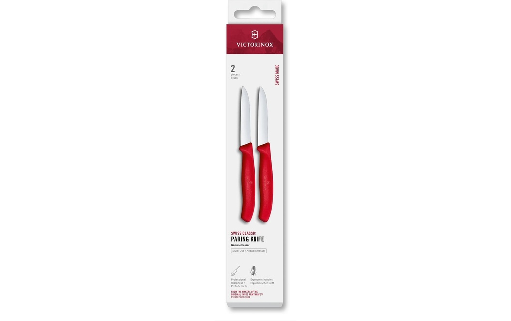 Victorinox Couteau à légumes Swiss Classic, 8 cm, rouge, 2 pièces