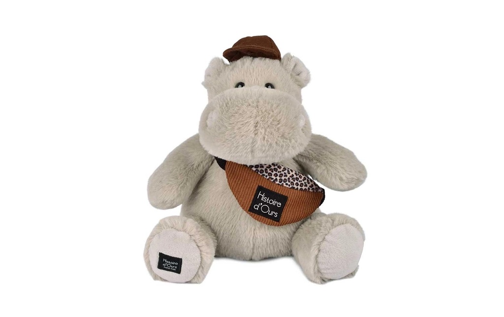 DouDou et compagnie Hippo avec bonnet 20 cm, gris