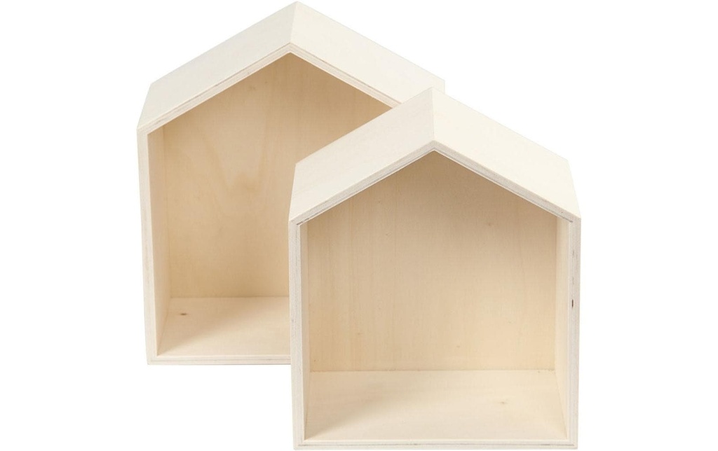 Creativ Company Article en bois Pour rangement, forme maison, 2 pièces
