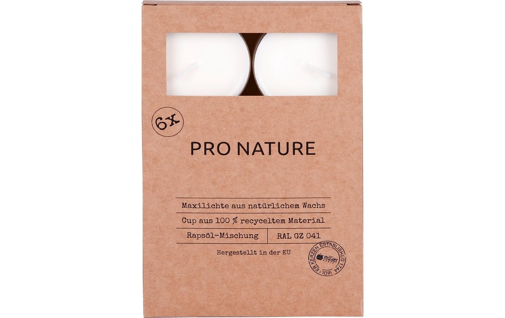 müller Kerzen Maxi-light de colza 2.1 x 5.7 cm, Blanc, 6 pièces