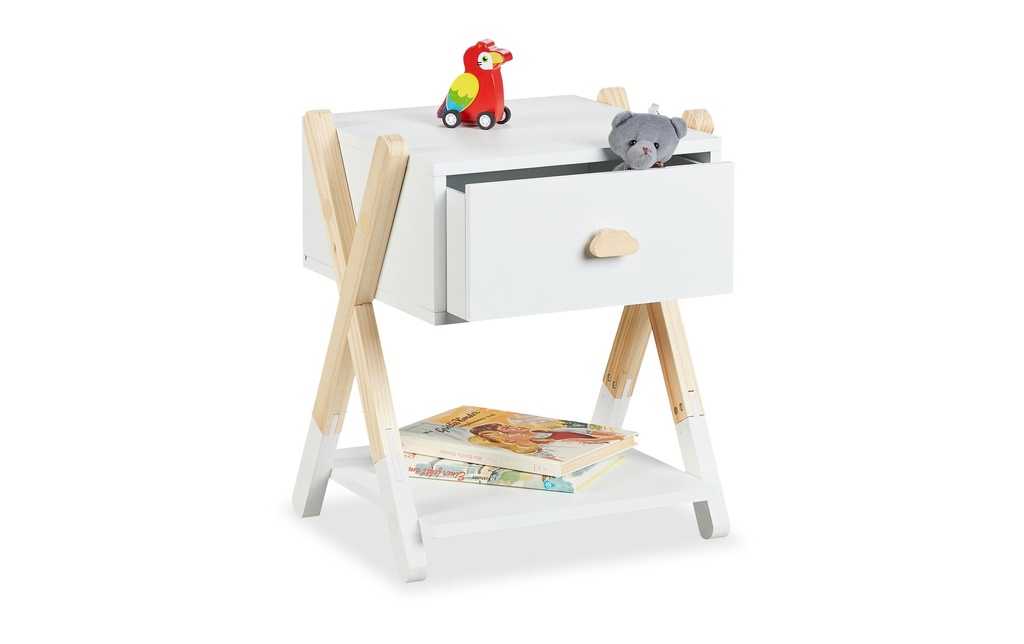 relaxdays Table de nuit pour enfants avec tiroir 34 x 42 cm