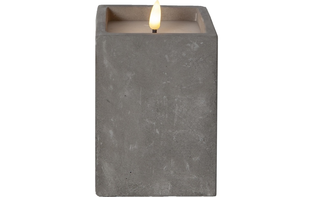 Star Trading Bougie LED Flamme Cem, 9 x 9 x 14.5 cm, Gris