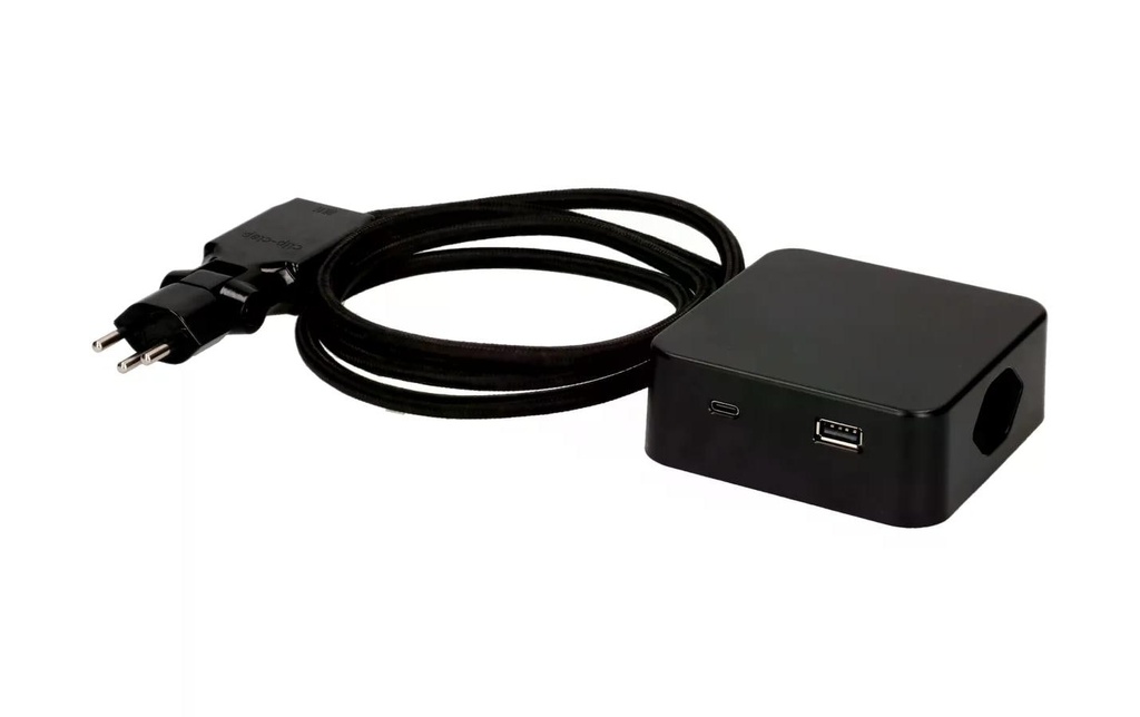 maxTex Bloc multiprises Cube 3x T13, USB A/C, noir/noir