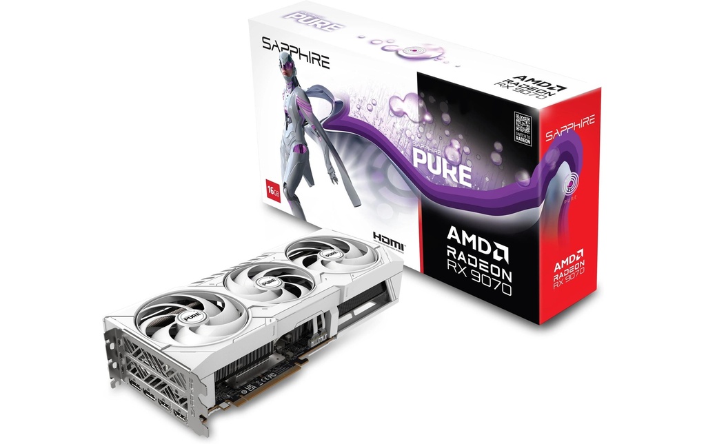 SAPPHIRE Carte graphique PURE AMD Radeon RX 9070 OC 16 Go