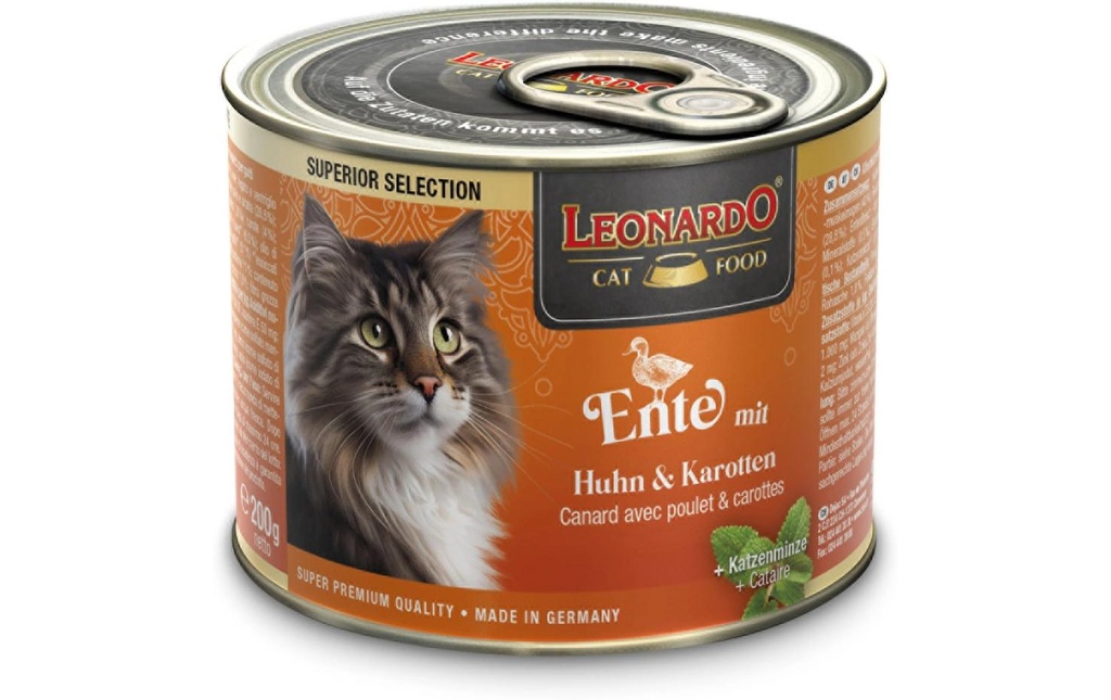 Leonardo Cat Food Alimentation humide Superior Selection Canard, 200 g
