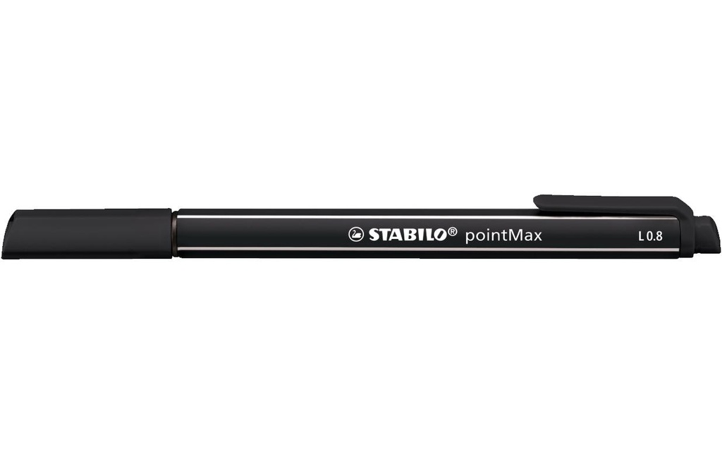 STABILO Crayon feutre PointMax 0.8 mm, Noir, 10 pièces