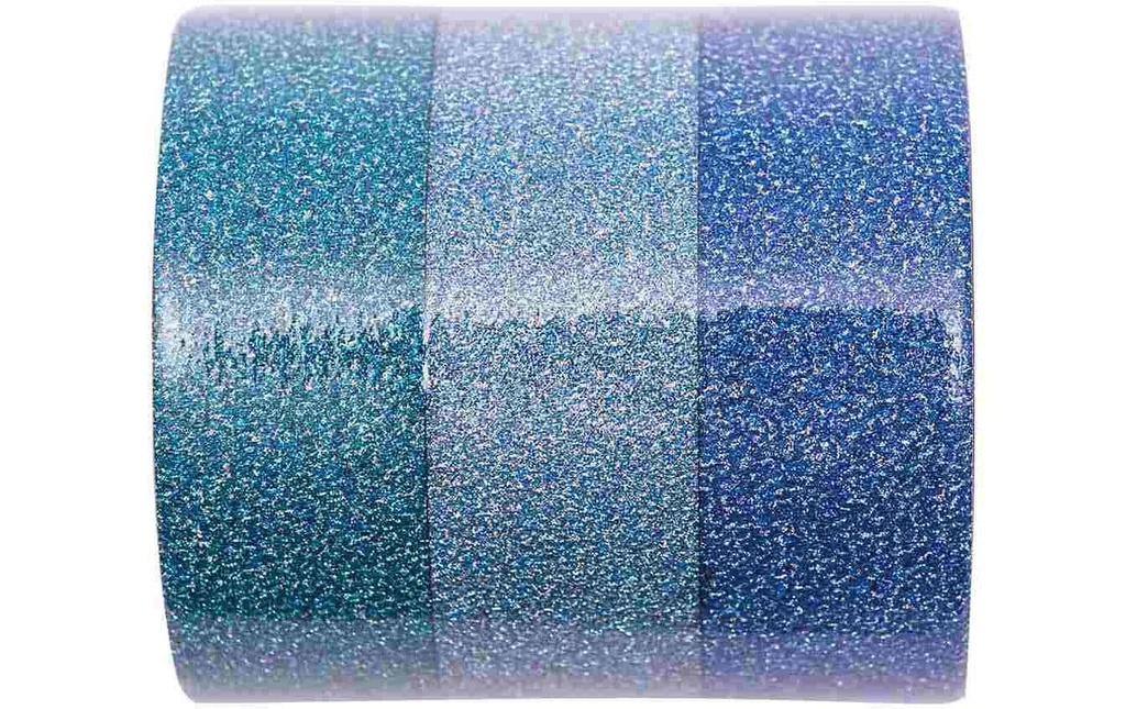 Rico Design Ruban Washi Glitter 3 pièces, Bleu,  5 m