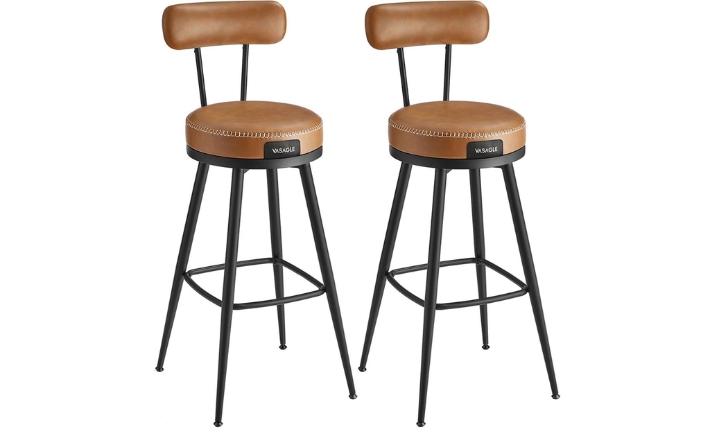 VASAGLE Tabouret de bar 2 pièces 56 x 101.3 cm, Noir/Brun