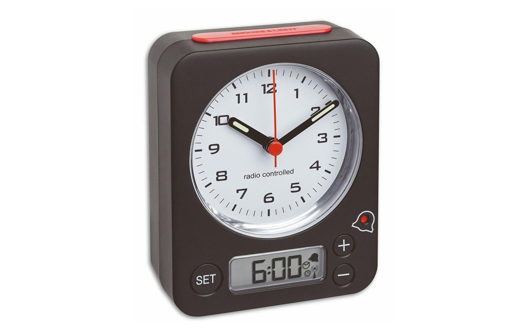 TFA Dostmann Réveil radio-piloté Combo rouge/noir