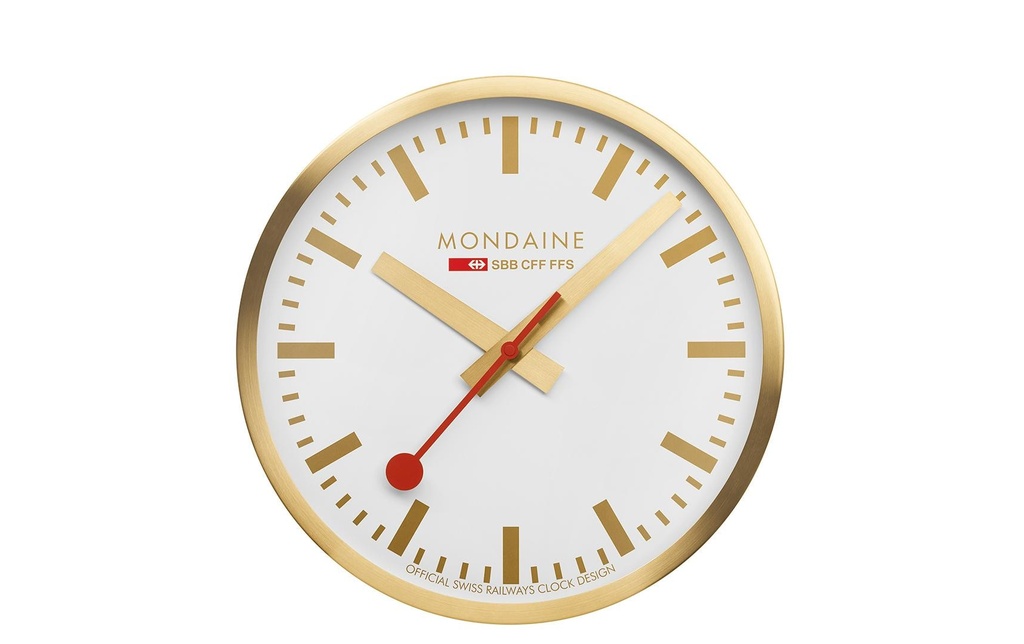 Mondaine Horloge murale Quartz Ø 25 cm, Doré/Blanc