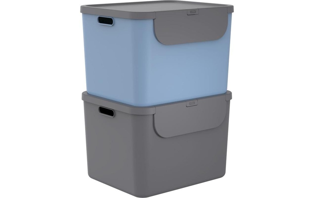 Rotho Bacs de recyclage ALBULA 2 pcs. 110 l, Bleu/Anthracite