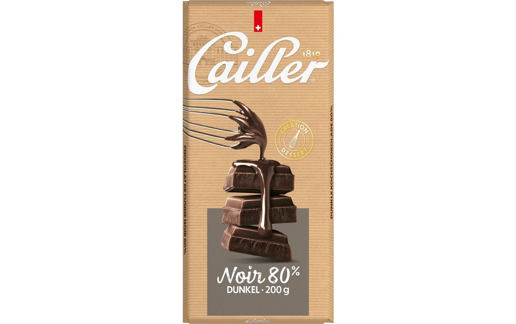 Cailler Barre de chocolat noir 80% 200 g