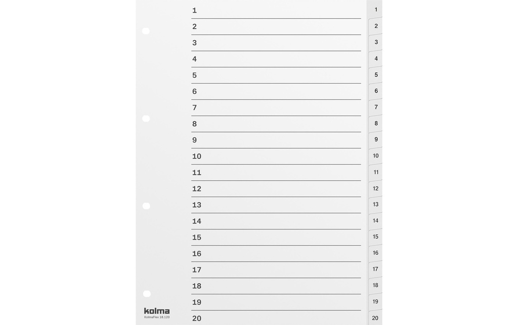 KOLMA Répert.Kolmafl.A4 1-20 blanc