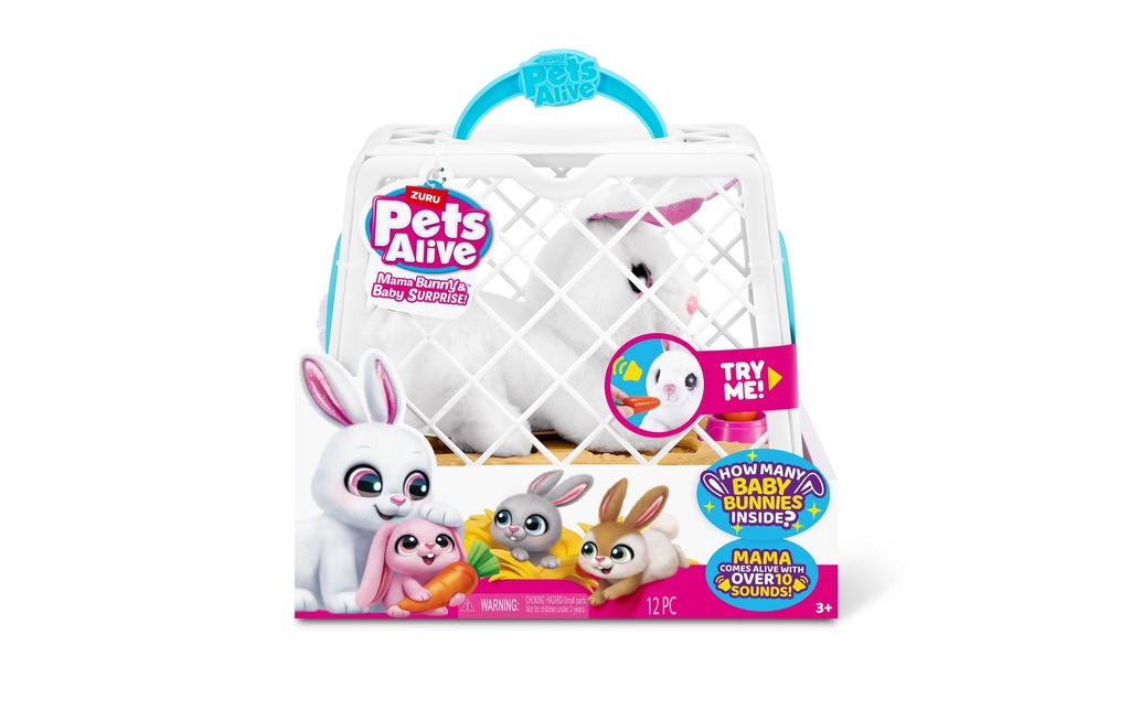 Zuru Peluche Pets Alive Maman Lapin et Bébé Surprise assorti