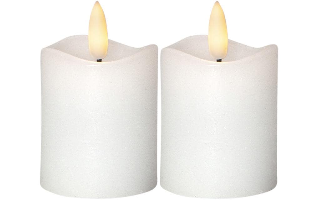 Star Trading Set de bougies LED Pillar Ø 5 x 7.5 cm, Blanc, 2 pc