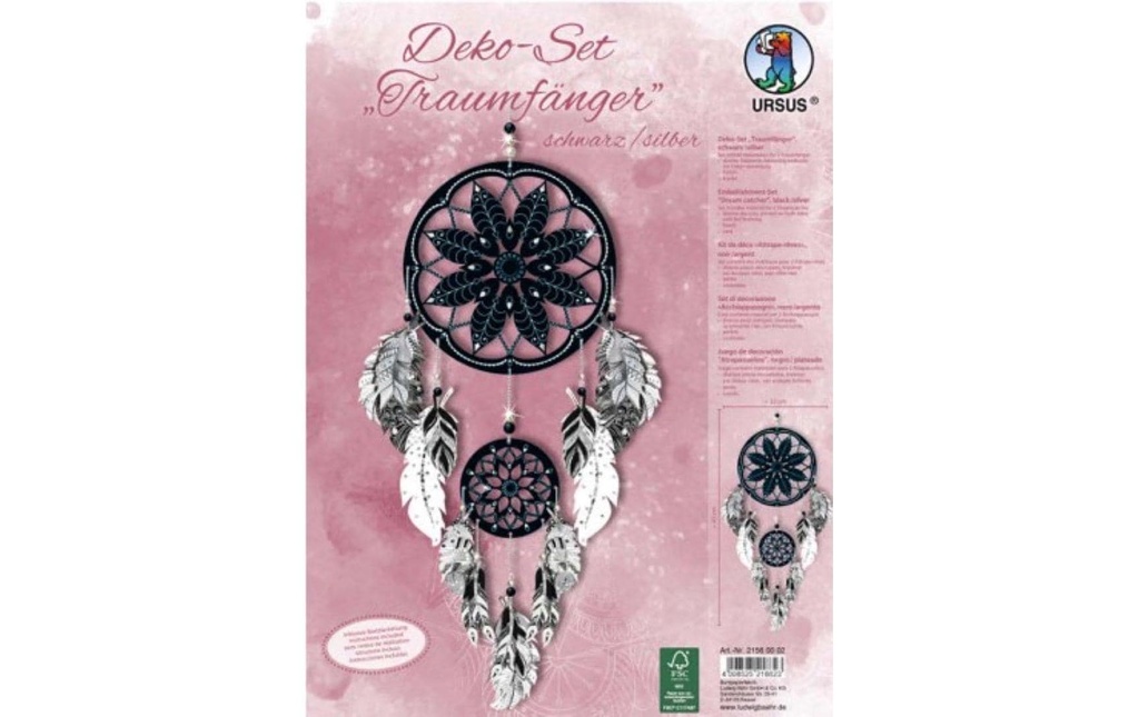 URSUS Kits de bricolage Dreamcatcher, noir/argent, 2 pièces