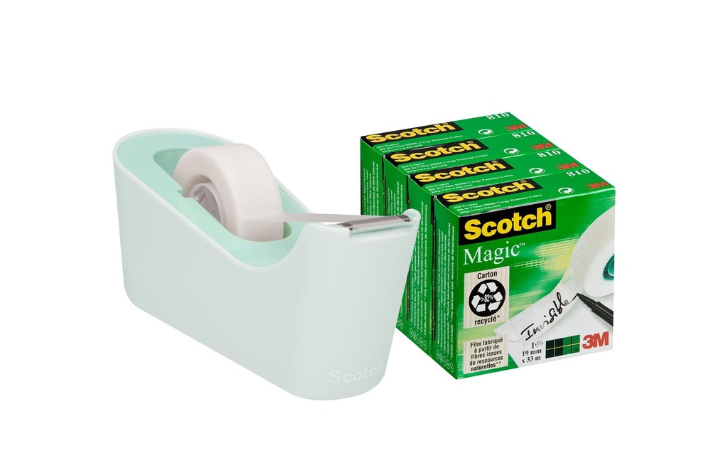 Scotch Dévidoir de table C-18 Menthe Comprend 4 rouleaux de ruban adhésif