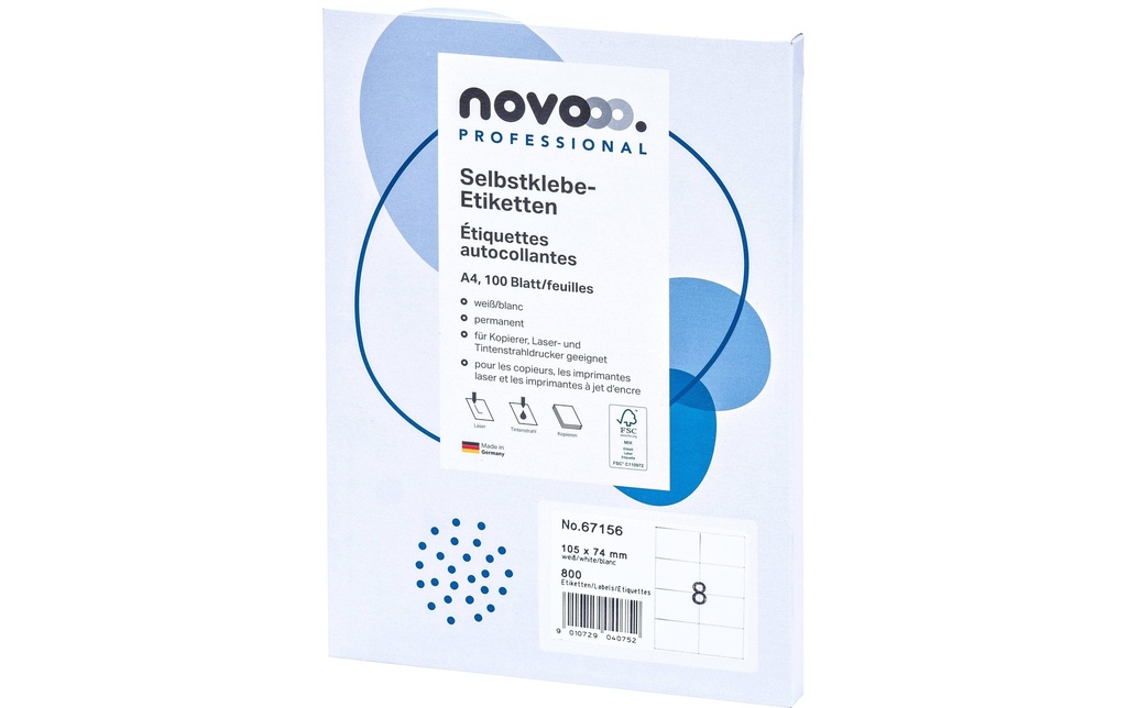 novooo. Étiquettes autocollantes 105 x 74 mm, 100 feuilles