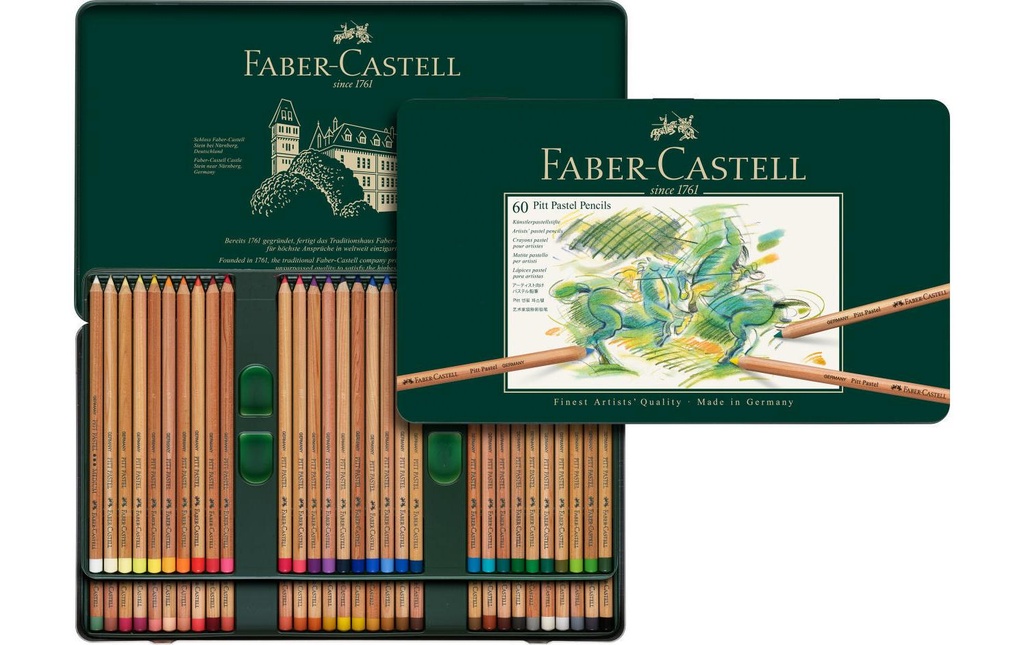 Faber-Castell Crayons de couleur Pitt Pastel Étui métallique de 60