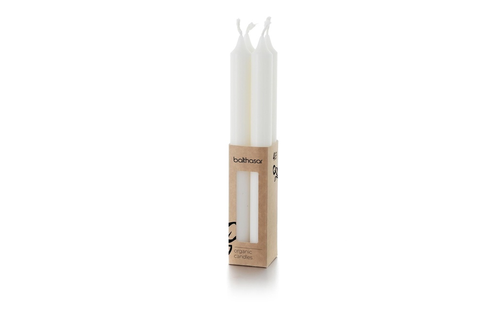 balthasar Bougie droite Organic 24 cm x 2.2 cm, Blanc, 4 Pièce/s