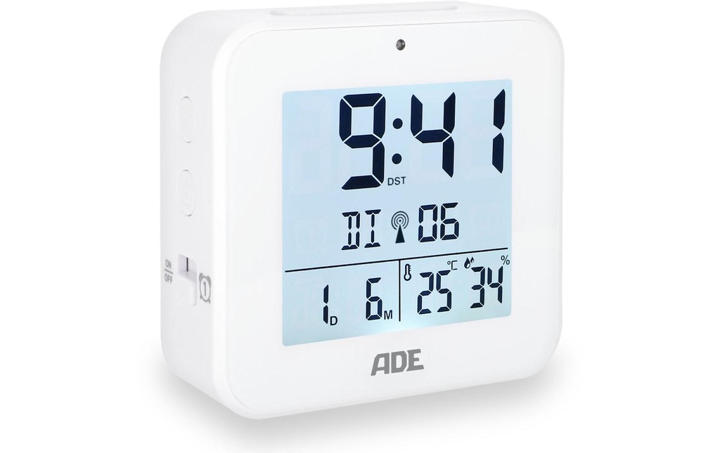 ADE Réveil radio-piloté avec capteur de lumière nocturne