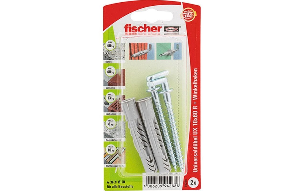 Fischer Cheville universelle  UX 10 x 60 WH, 2 Pièce/s