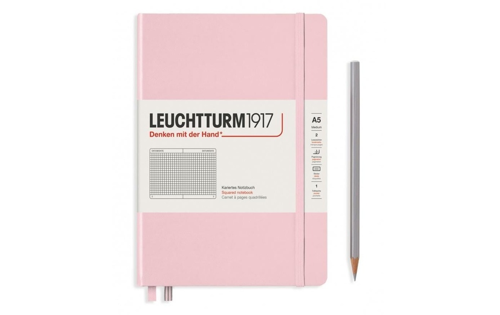 Leuchtturm Bloc-notes Medium A5, À carreaux, 2-pièces, poudre