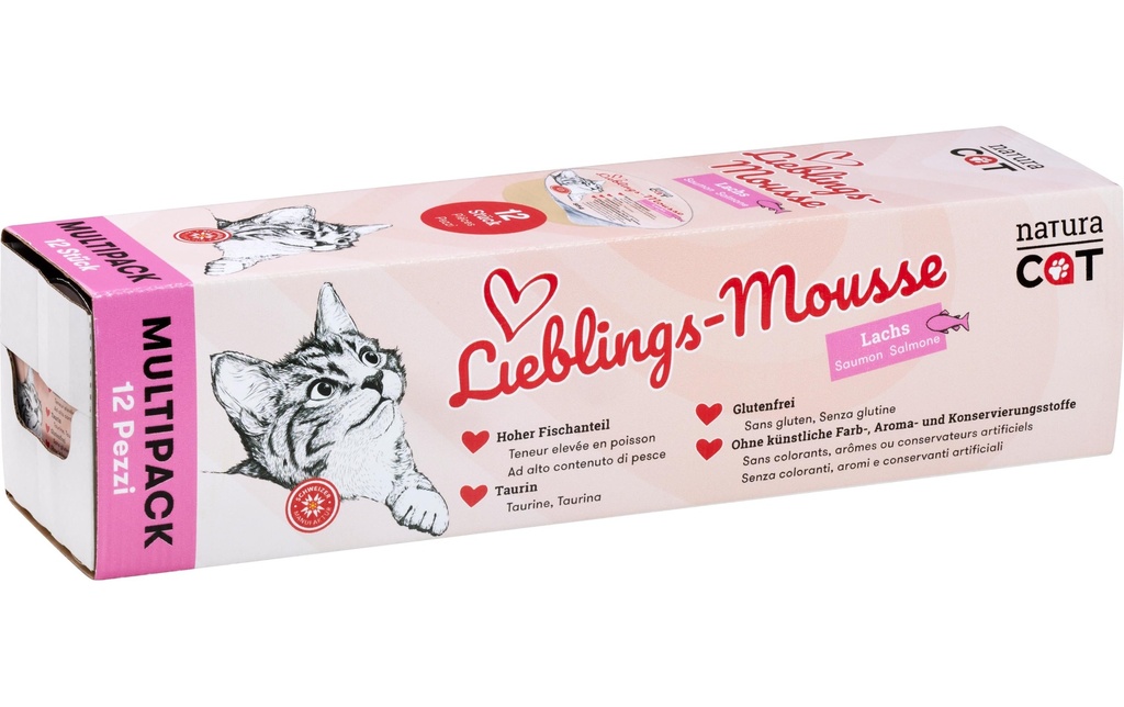 naturaCat Alimentation humide Mousse de saumon préférée, 12 x 85 g