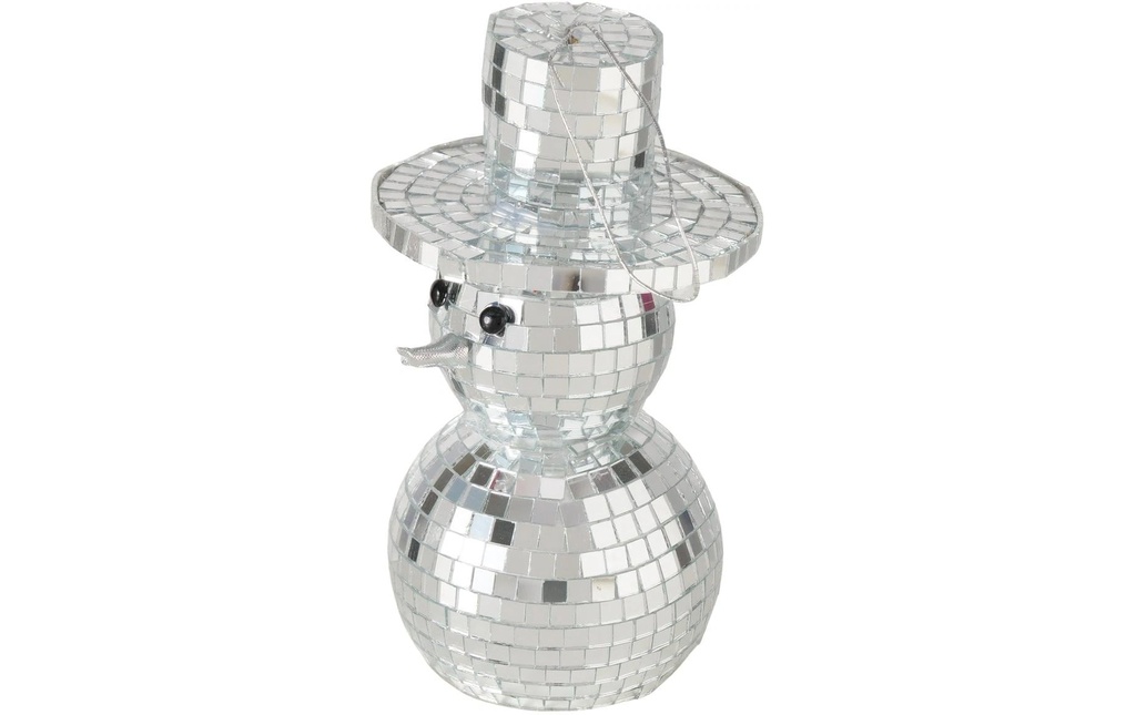 Boltze Décoration de Noël Bonhomme de neige disco Argent, 14 x 8 cm