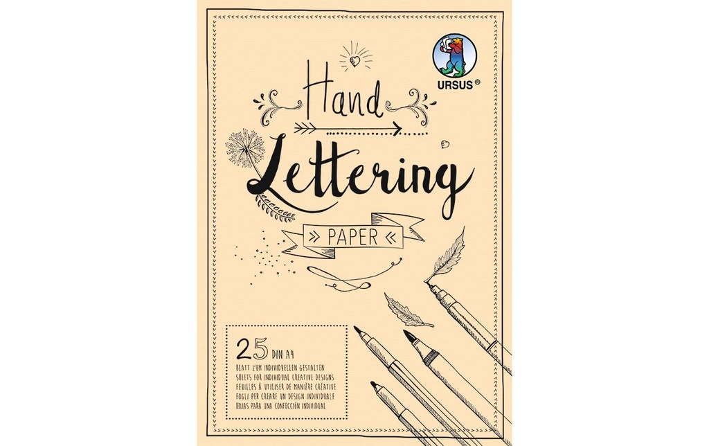 URSUS Carnet de dessin Handlettering A4, 210 g/m², 25 feuilles, crème